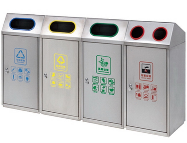 AM-186:ถังขยะสแตนเลสแยกประเภท 4 ช่อง 
Classification Stainless Steel bins